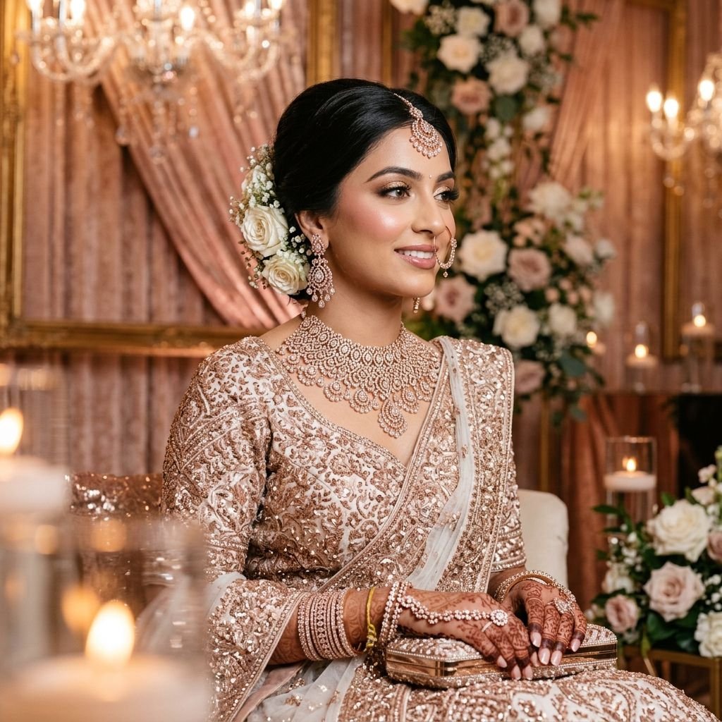 Bride with HD bridal makeup and traditional jewellery
